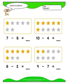 Çıkarma İşlemi Çalışma Sayfaları